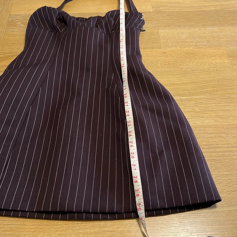 Oh Polly! brown Pinstripe A-Line Halter mini  Dress size 2 NWT - Picture 13 of 16